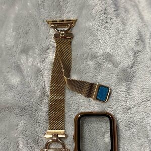 Apple Gold Mesh Watch Band with Blue Detail